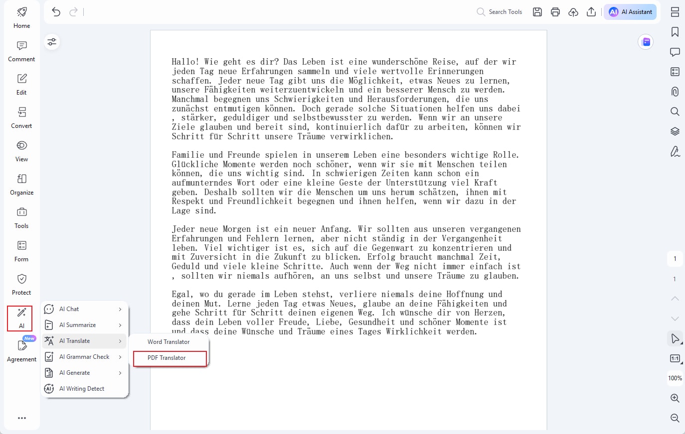 translate pdf option in wondershare pdfelement