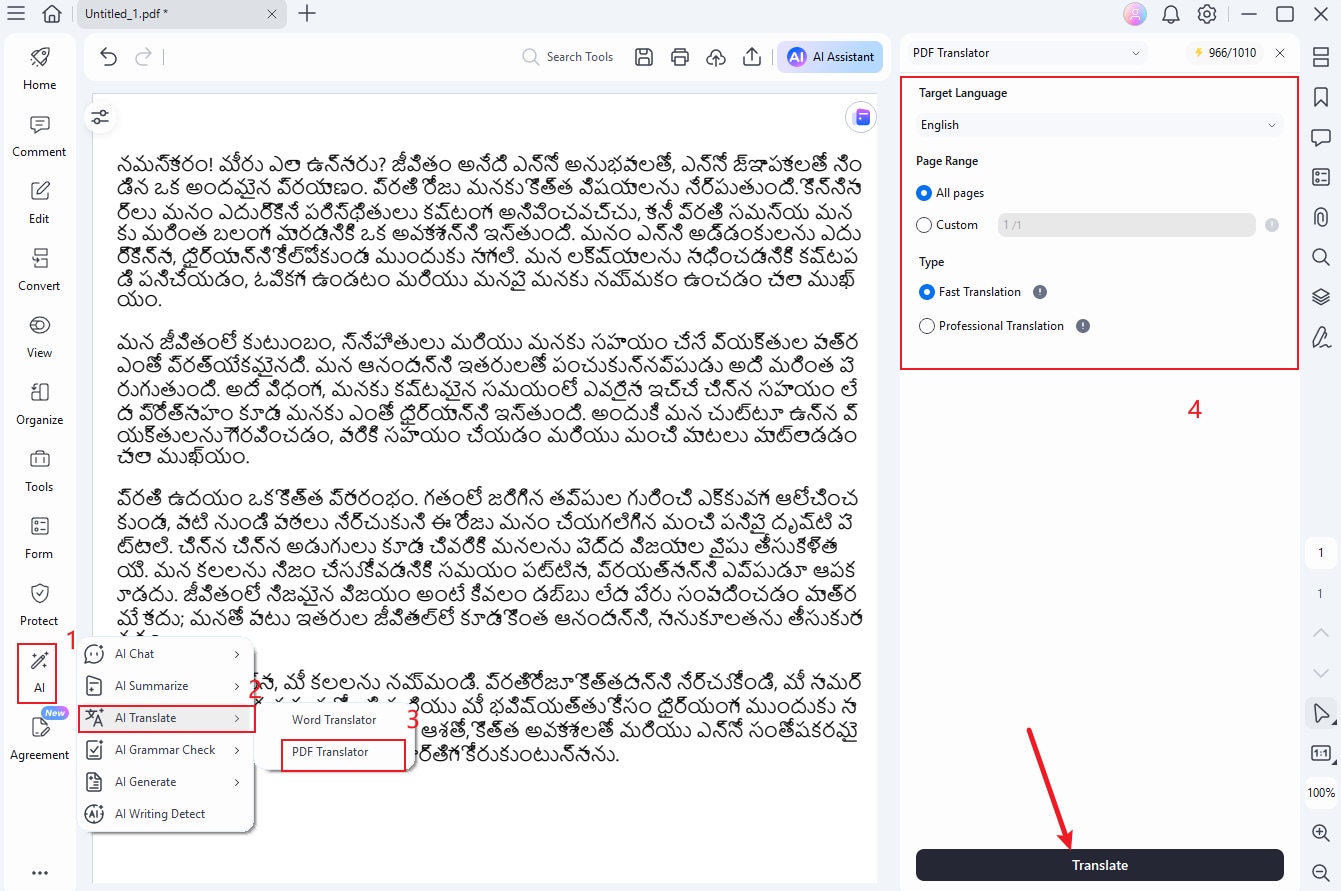ai pdf translation tool of pdfelement