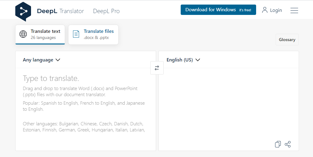 deepl user interface
