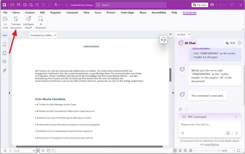 foxit reader translate pdf