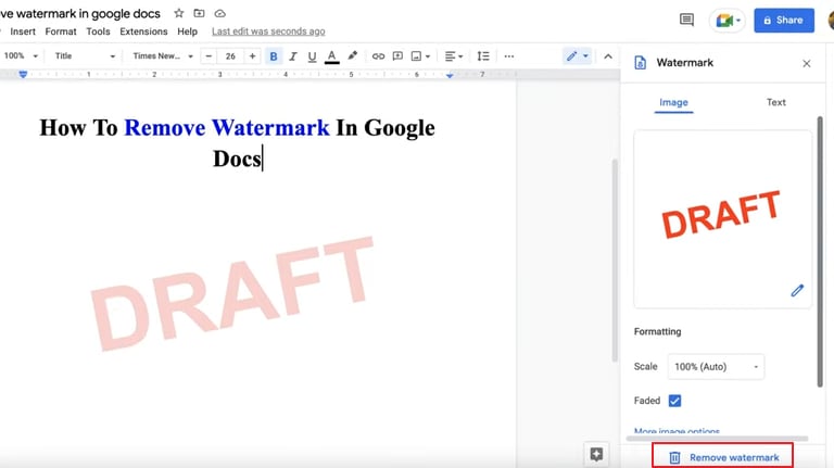 remove watermark from word online
