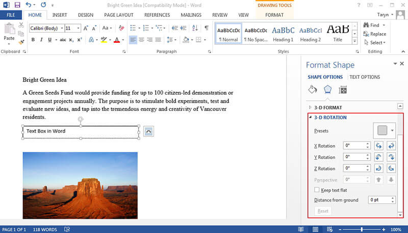 how to reverse text in word