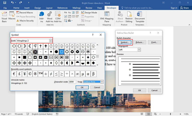 how to create a checkbox in word