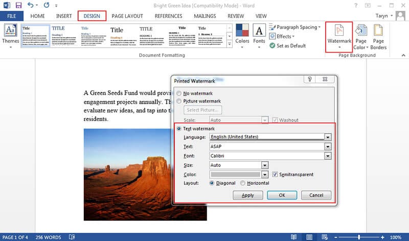 how to make a watermark in microsoft word