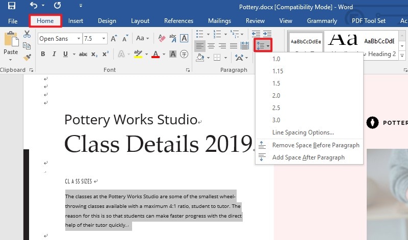 how to minimize spacing between lines in word