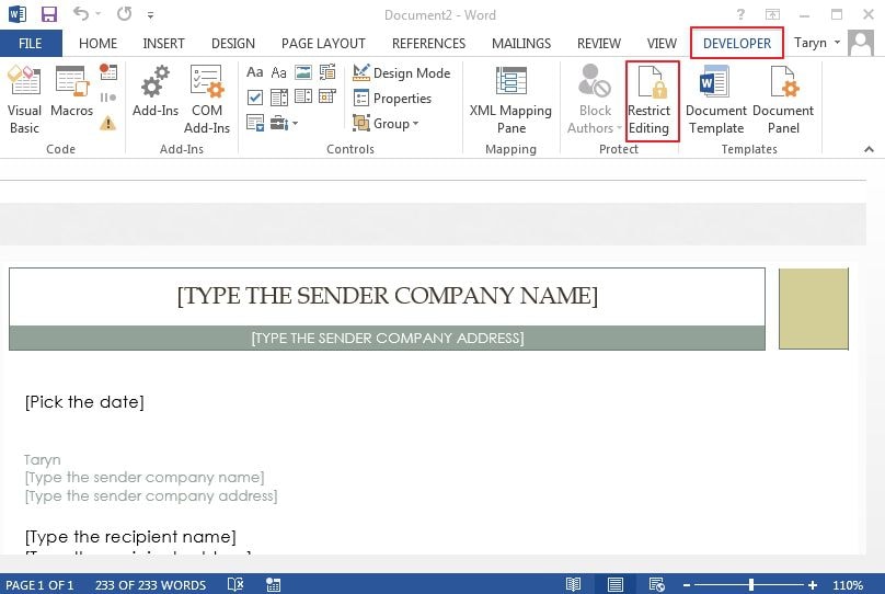 how to create a template in word with fields