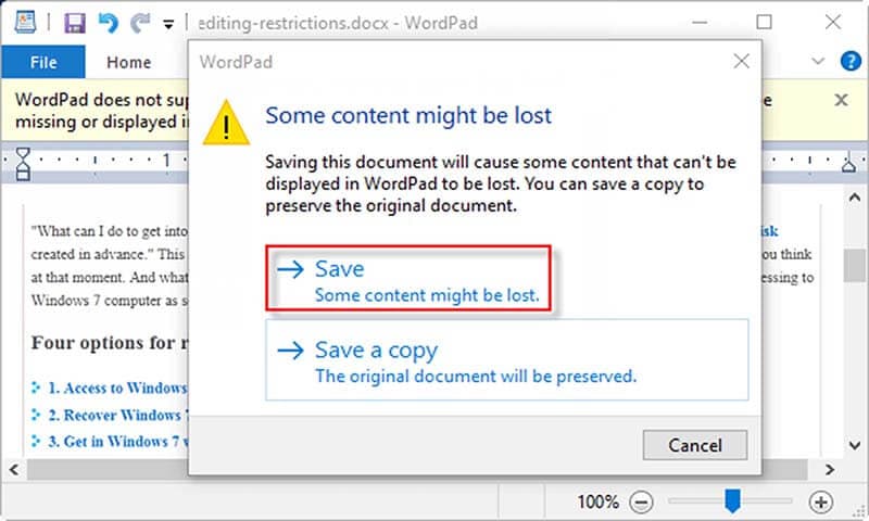 how to protect a word document from being edited