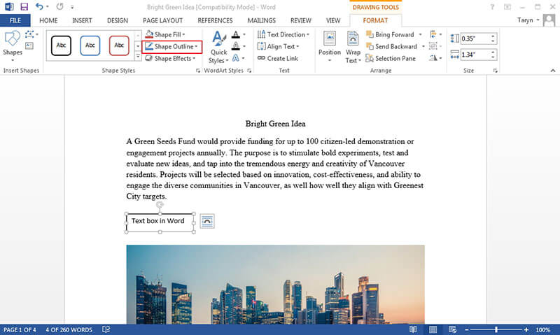 insérer une zone de texte dans word