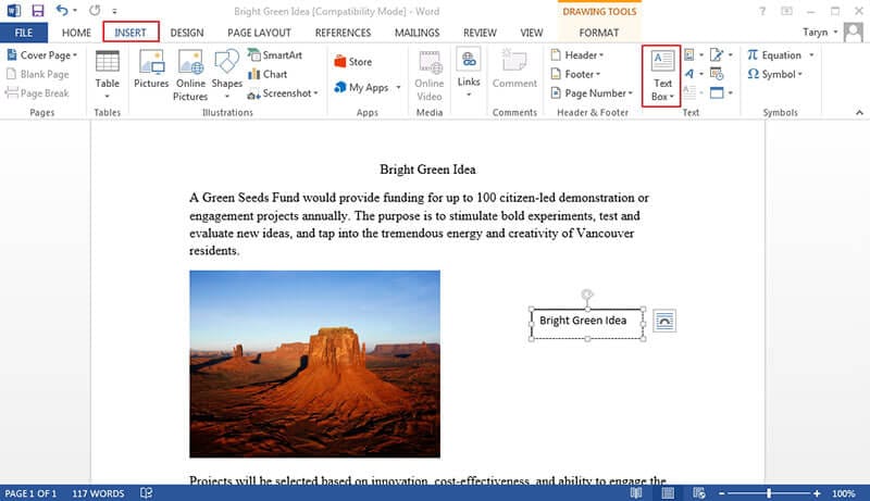 link text boxes in word