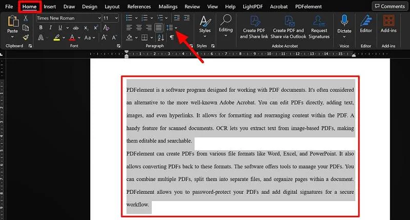 remove double spacing in word