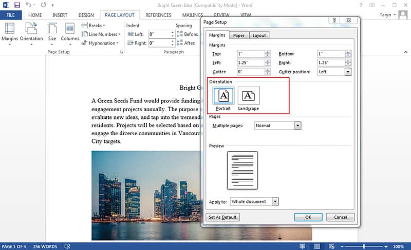 invert page in word for mac only one