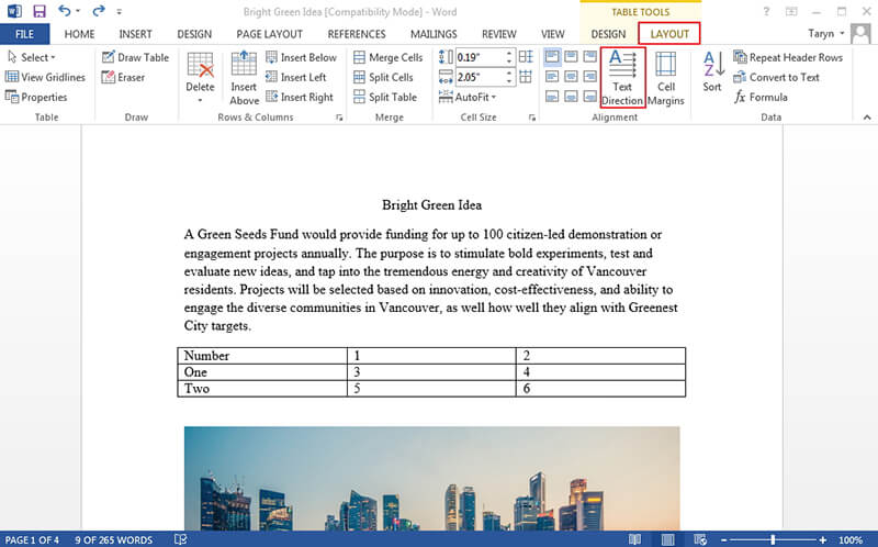 how to rotate a picture in word