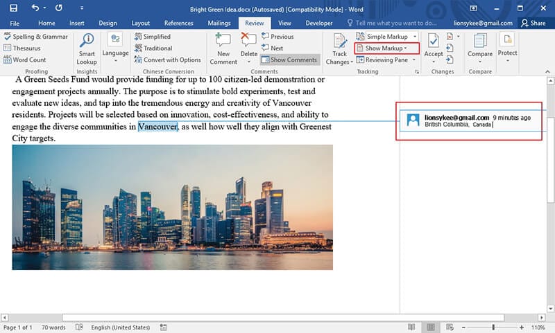 how to view comments in word