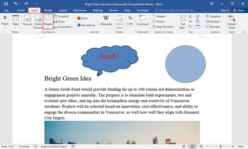 draw a circle in word