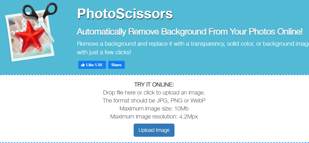 upload images to Photoscissors