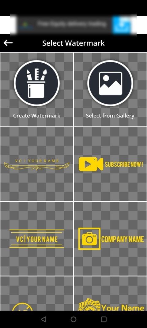 tap on create watermark option