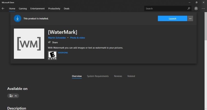 install watermark application