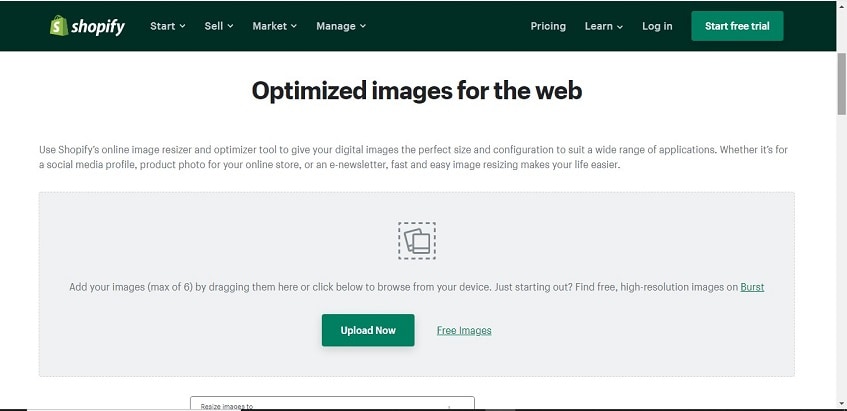 enlarge an imgage using Shopify image online resizer