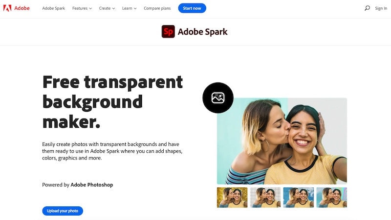 Adobe Transparent Background Maker home page