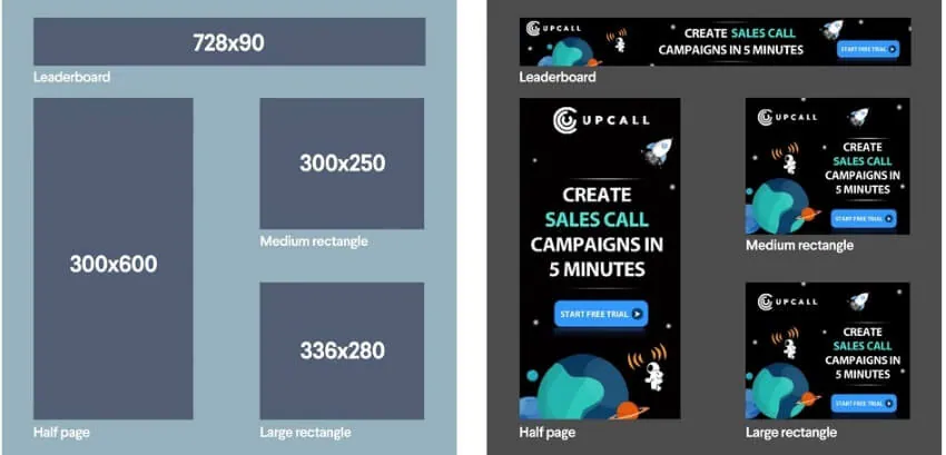 website banner dimensions