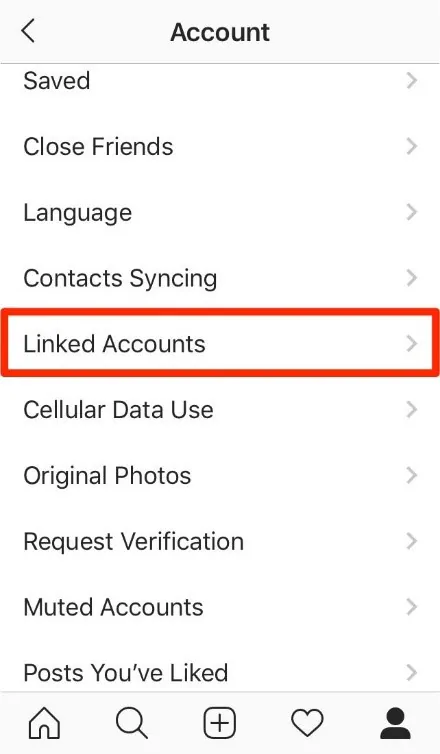 tap on linked accounts option