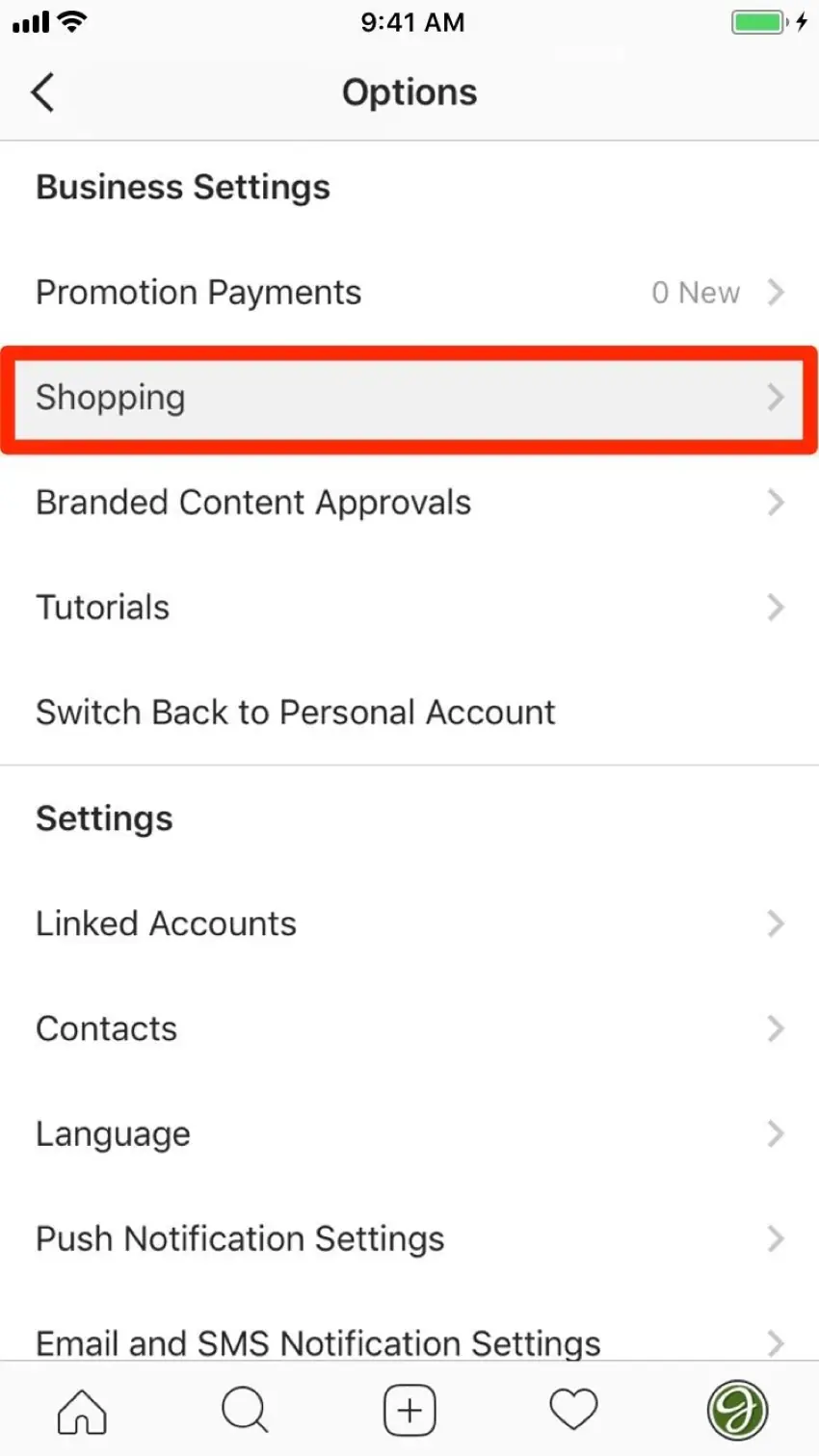 attach the facebook store with instagram