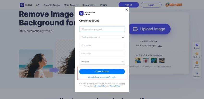 create your wondershare account