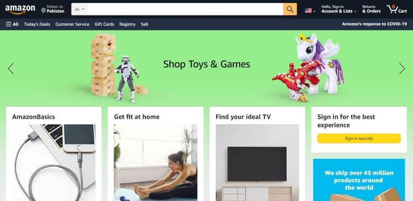 amazon website interface