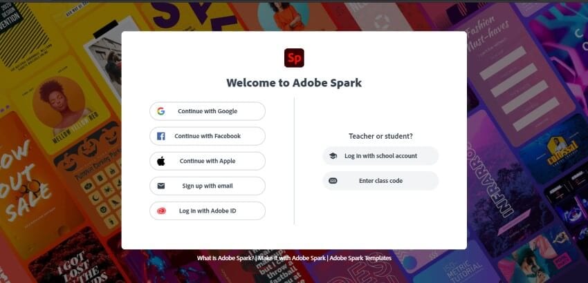 create account on adobe spark