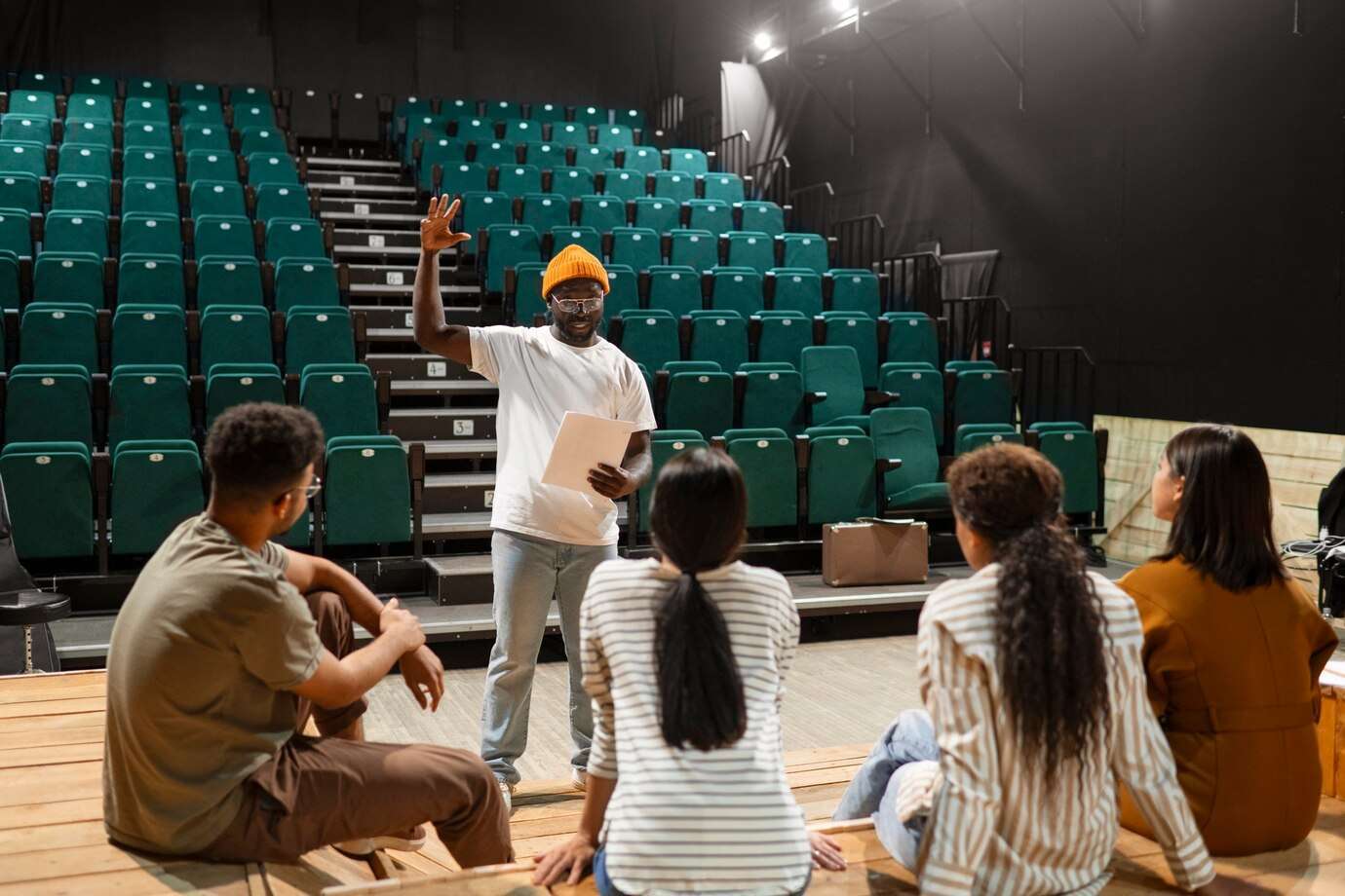 people rehearsing for public speaking 