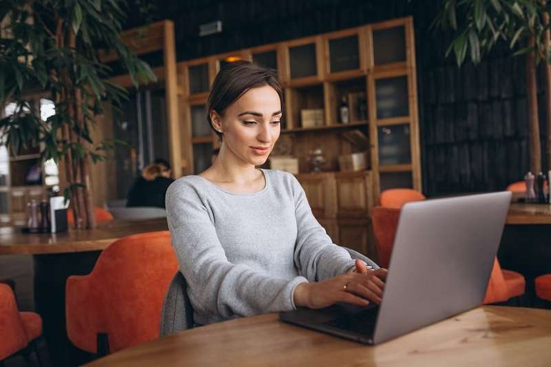 woman working on a computer