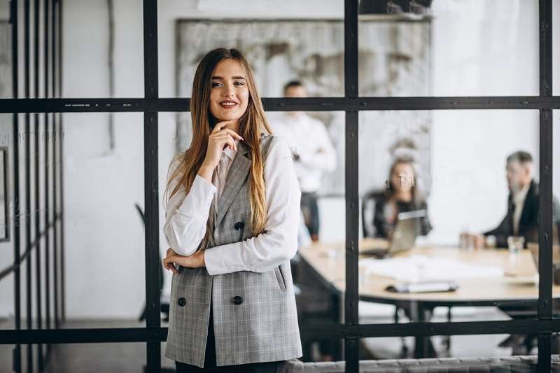 confident businesswoman in an office