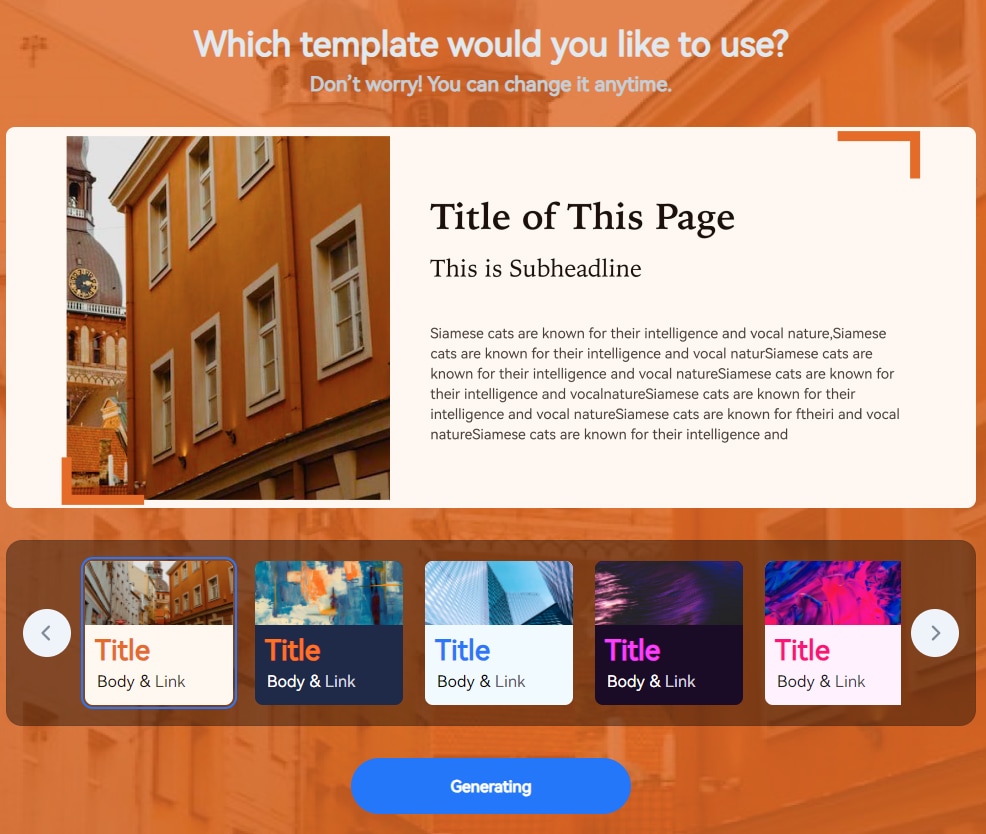 select template theme