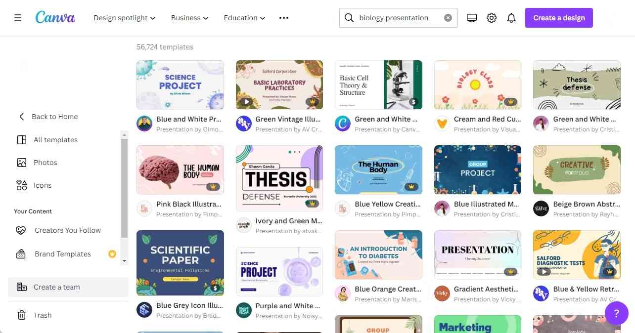 canva biology presentation templates