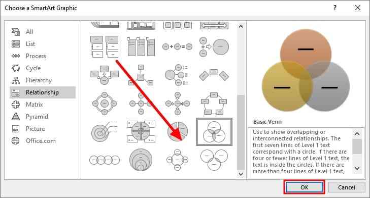 add venn diagram smartart