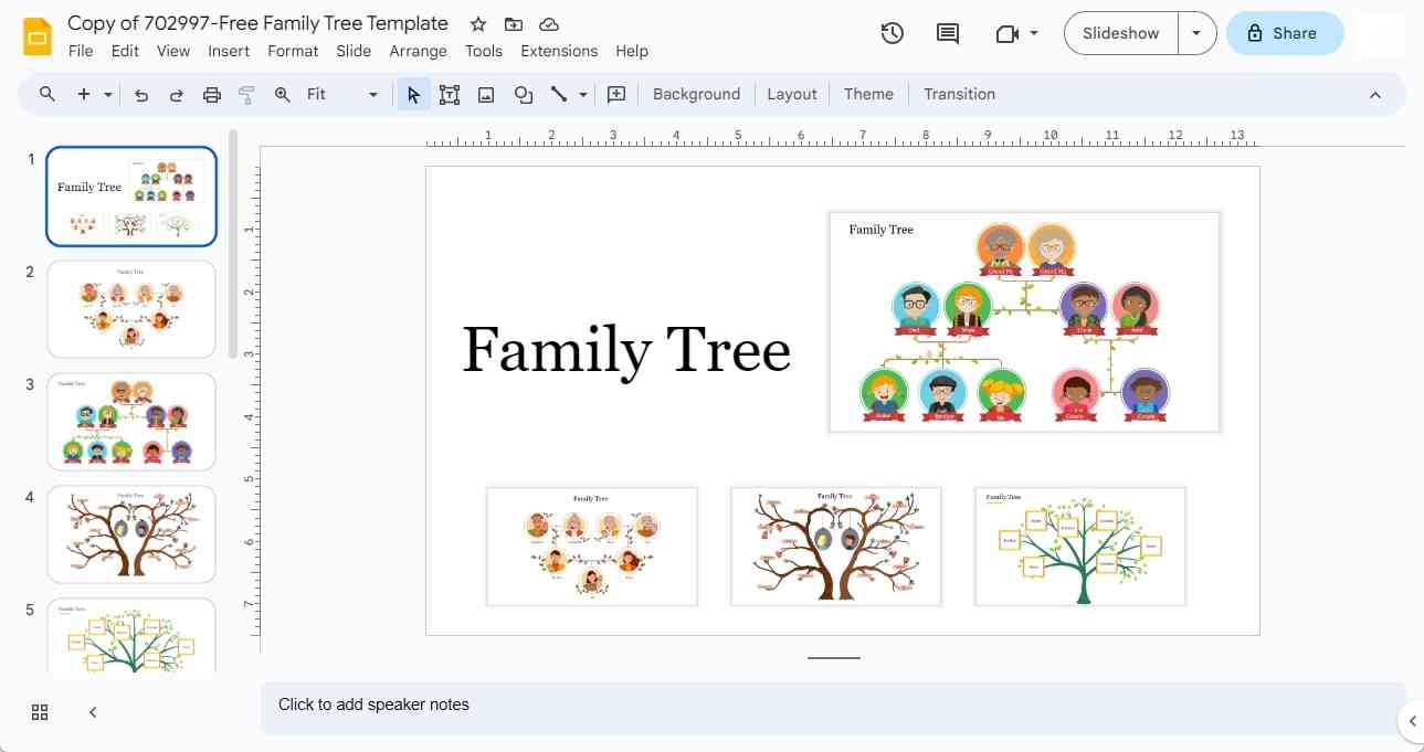family tree google slide template