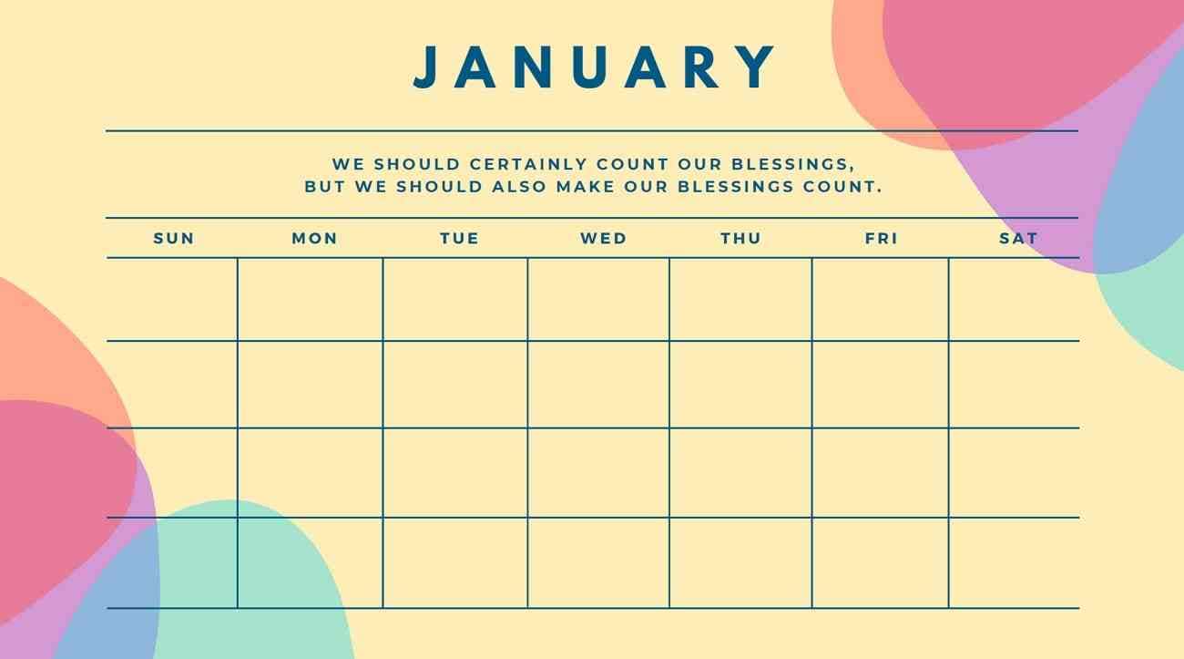 colorful quote calendar template