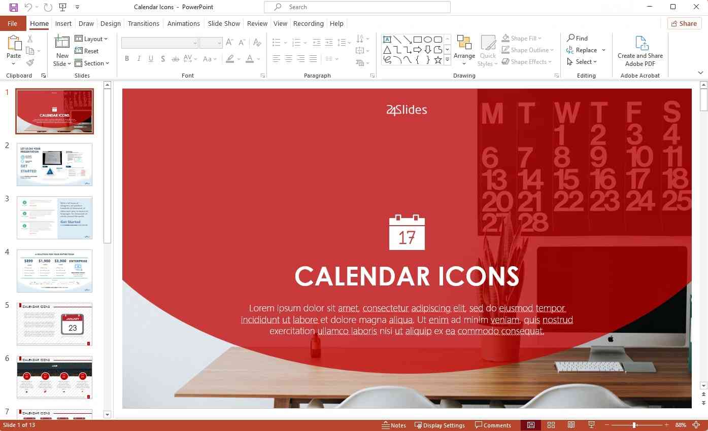 calendar icons ppt template
