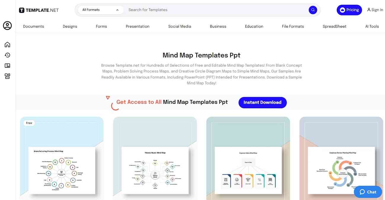 template net mind map ppt templates