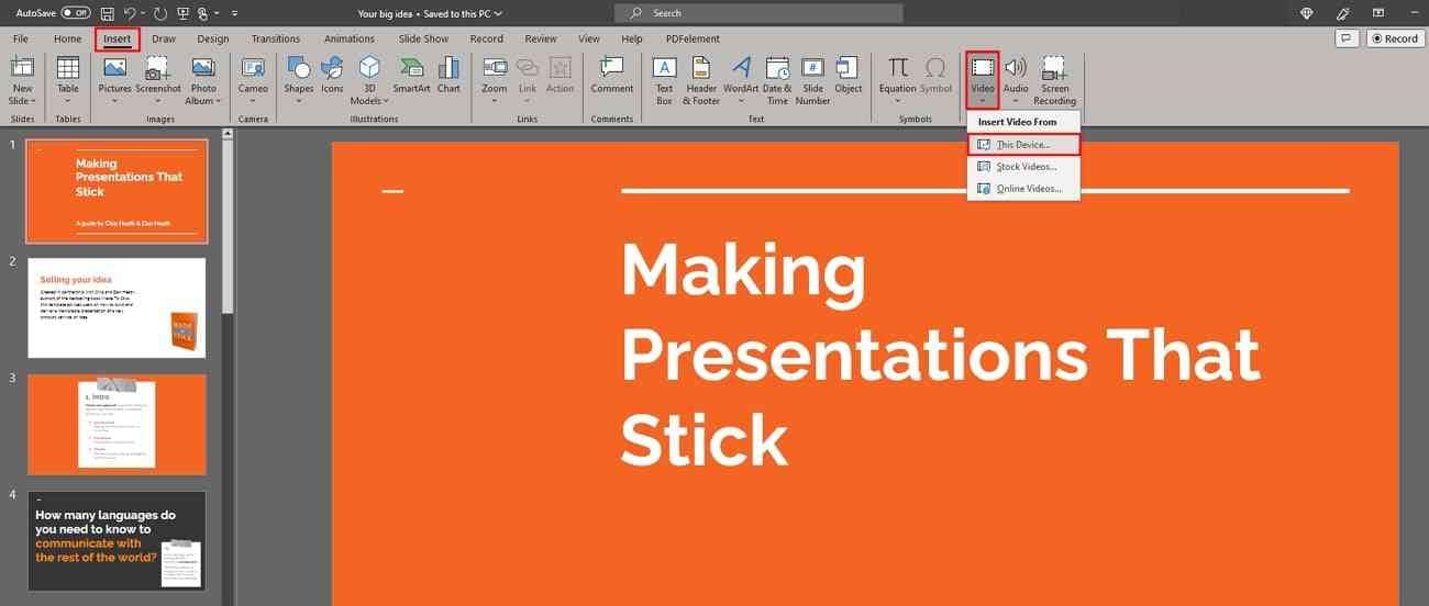 access video options on powerpoint