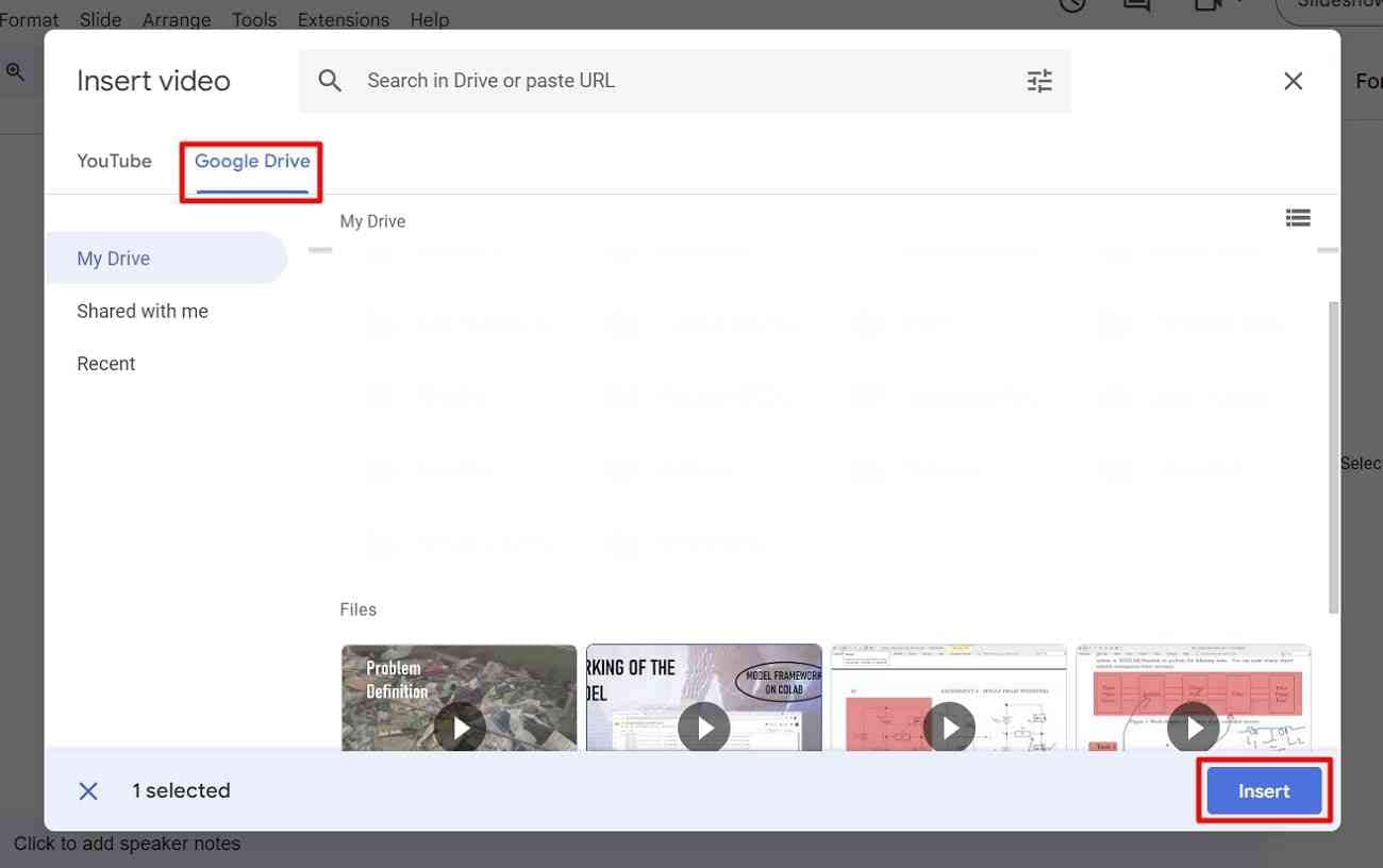 add video from google drive