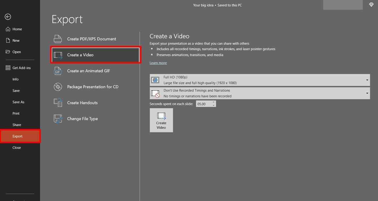 create a video on powerpoint