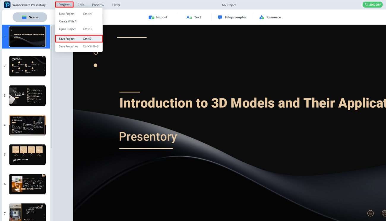 export the created 3d presentation