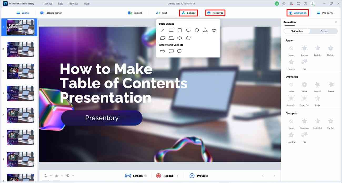 add customize resources in presentation
