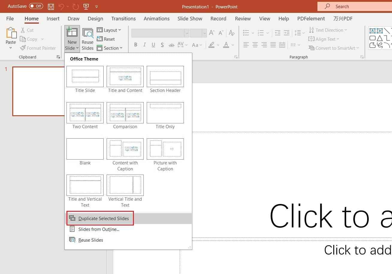 duplicate selected slides on powerpoint