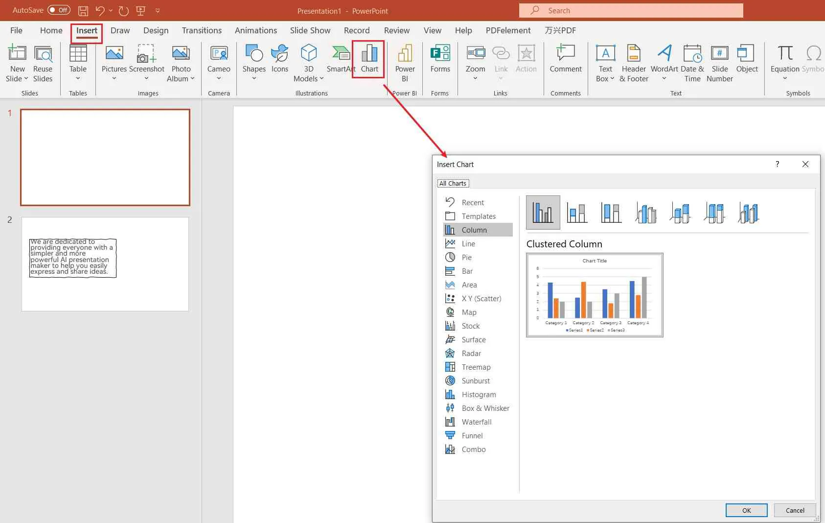 insert charts on powerpoint