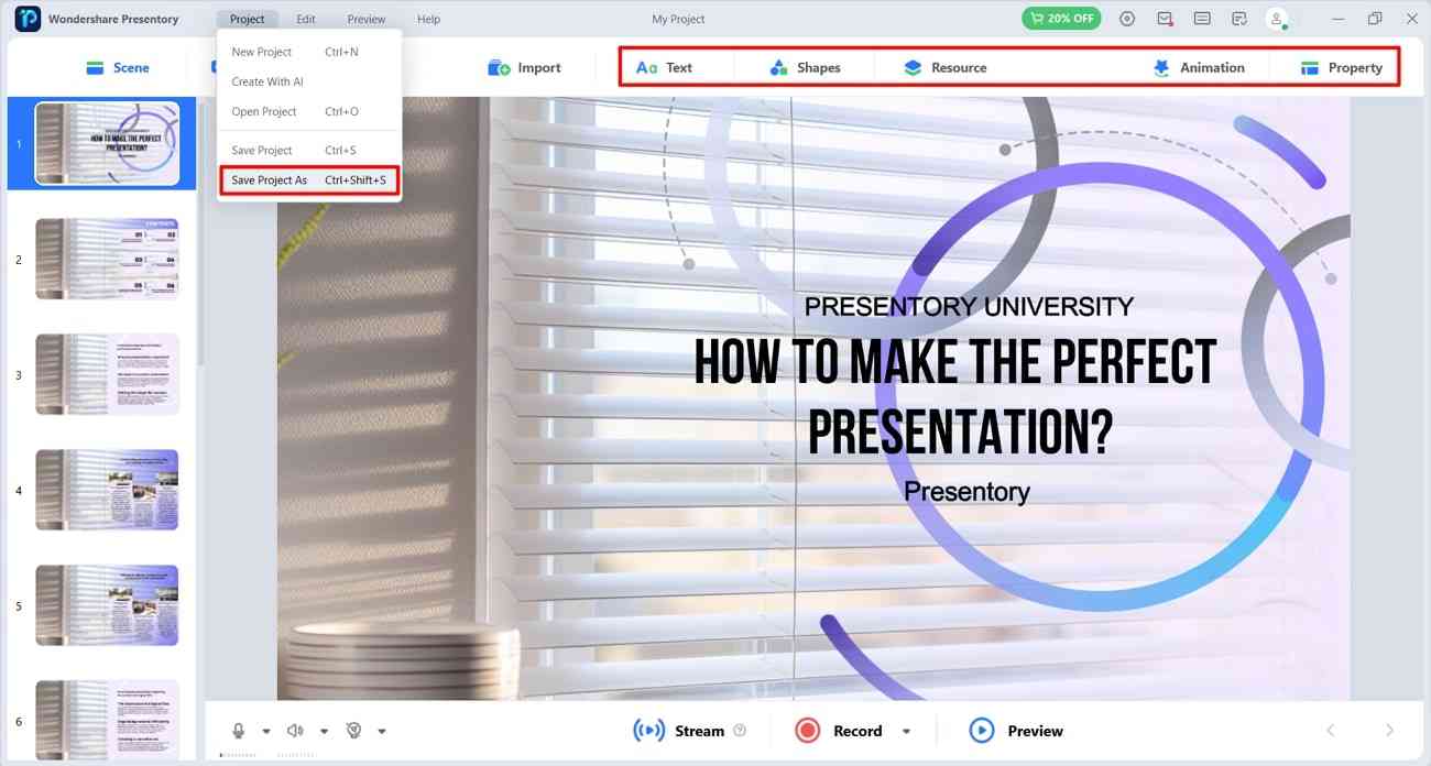 select template and make presentation