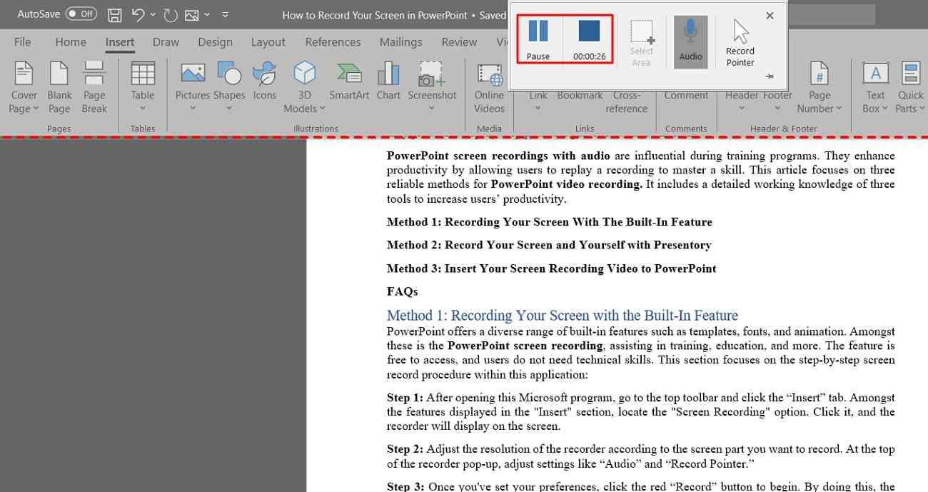pause or stop powerpoint recording