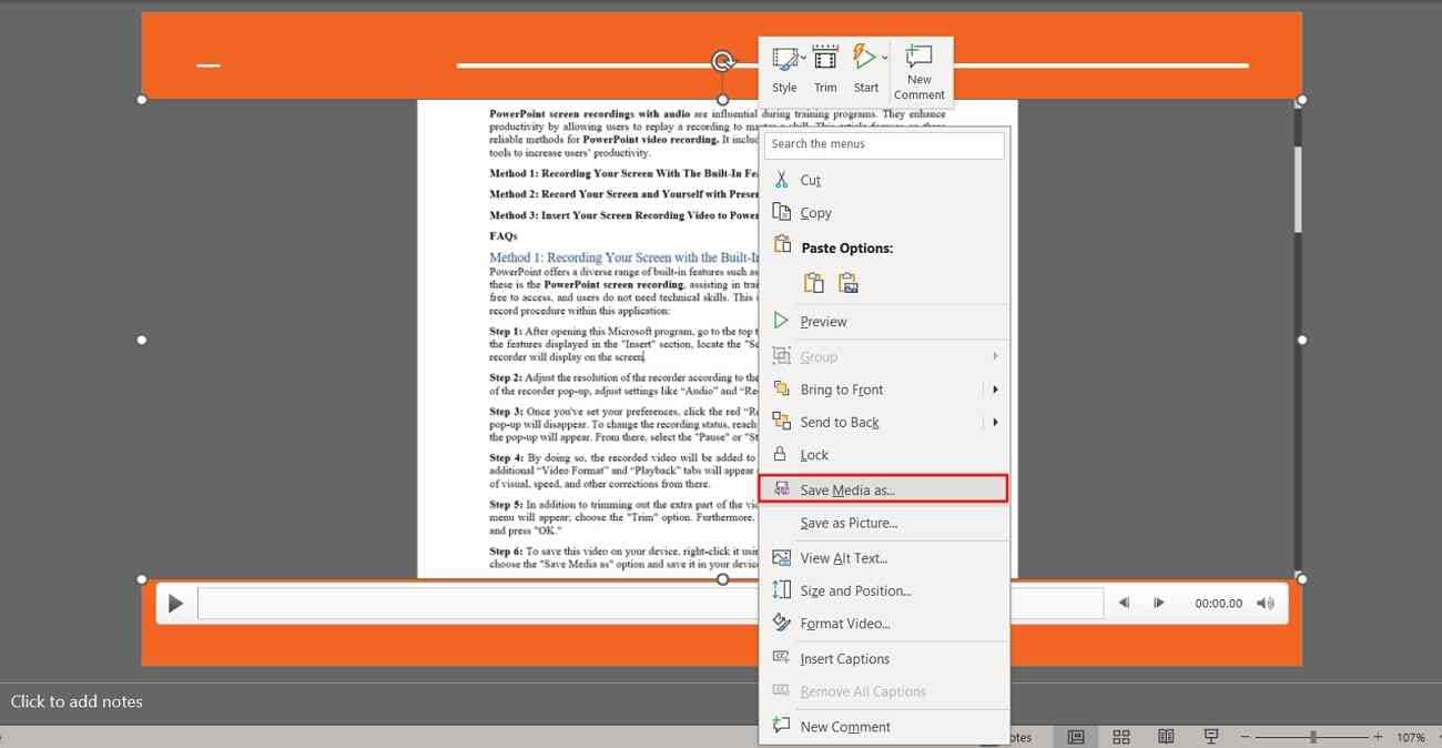 save recording on powerpoint