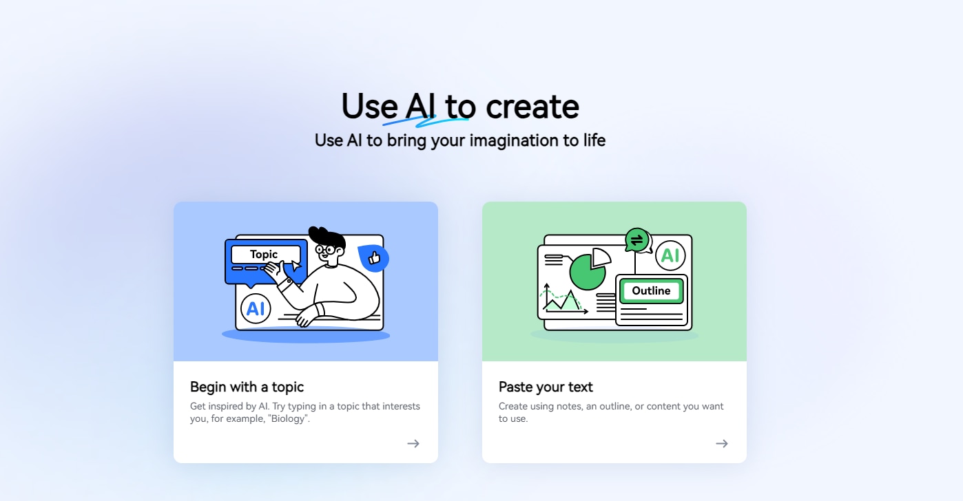 choose your ai ppt creation mode